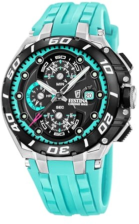 FESTINA Herrenuhr Analog Silikonarmband Blau Chrono Bike F20755/7 | Quarz-Uhrwerk, Datumsanzeige, Kratzfestes Mineralglas, 20 ATM Wasserdicht, Silikonarmband, Chrono Bike, Herrenuhr, F20755/7