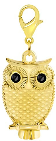 Andante-Stones Gold Charm Anhänger Eule + Organzasäckchen