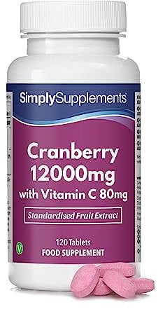 Cranberry 12.000mg mit Vitamin C 80mg - 120 Tabletten - Geeignet für Veganer - Versorgung für bis 2 Monate - SimplySupplements