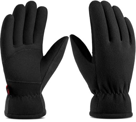OZERO Hirschleder Winterhandschuhe, Thermo Lederhandschuhe Skihandschuhe Fahrradhandschuhe für Herren und Damen,L,Denim-schwarz