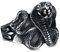 BOBIJOO JEWELRY - Siegelring Ring Schlange Cobra-Stein-Kugel, Schwarz Fleur de LYS Edelstahl 316L - 19,1 (9 US), Edelstahl 316