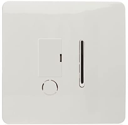 Trendi Switch Screwless Artistic Modern Glossy Tactile 230V Switched 13 A Single Fused Spur Connection Unit w/Flex Outlet Chrome Rocker in Ice White - ART-FSWH