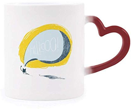 DIYthinker Universum Alien Monster Katze in der Nacht Morphing Becher-Hitze-Sensitive rotes Herz-Cup Mehrfarbig