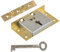 Extra Large Brass Half Mortise Chest or Box Lid Lock w/Skeleton Key | S-12 (with One Key)