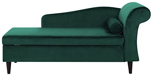 Beliani Moderne Chaiselongue angenehme Polsterung aus Samtstoff in Smaragdgrün