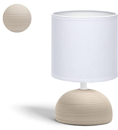 Aigostar Tischlampe Keramik Tischleuchte Lampe für Nachttisch Beistelltisch Nachttischlampe Stoffschirm E14 Vintage Retro Lustig