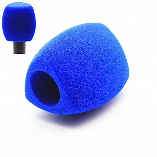 Schaumstoff-Mikrofon-Abdeckung, Handmikrofon-Windschutz, großer Schaumstoff-Windschutz, Pop-Filter für Handmikrofone, Interview-Mikrofone (blau)