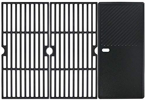 Uniflasy Grillrost Gusseisen 43 x 63 cm, 1 Stück passend für Gasgrill | Glatte und gerippte Seite, Grillpfanne für gleichmäßige Hitze, kompatibel mit Charbroil, diverse Gasgrill-Modelle
