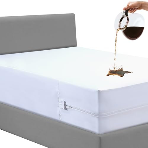 Caroline Shatuik Bed Bug Mattress Protector, Anti Allergy Fully Zipped Waterproof Mattress Encasement with Zip dust mite cover King size (152 x 200+30cm)