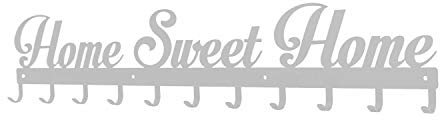 decorwelt Appendiabiti Home Sweet Home Grigio 80 cm di larghezza XXL 11 ganci portachiavi Porta interno moderno gancio appendiabiti da avvitare in Acciaio INOX parete appendiabiti appendiabiti