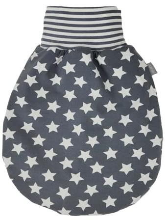Lilakind“ Baby Kinder Baumwolljersey Sommer Winter Strampelsack Sterne Grau Weiß Gr. S-XXL - Made in Germany