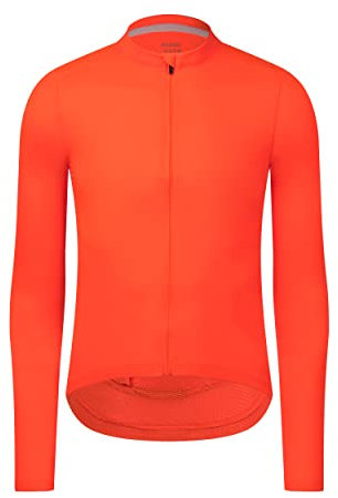 RISESBIK New Update Men's Long Sleeve Cycling Jersey Lightweight Pro Aero Race Fit, UPF 50+ Biking Cycling Shirt Zipper Pocket (Orange, XL)