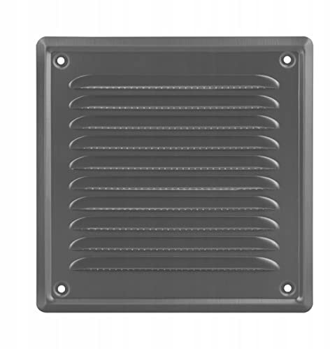 ADGO Rejilla de ventilación de acero, 16,5 x 16,5 cm, con protección contra insectos, 1 pieza de grafito claro