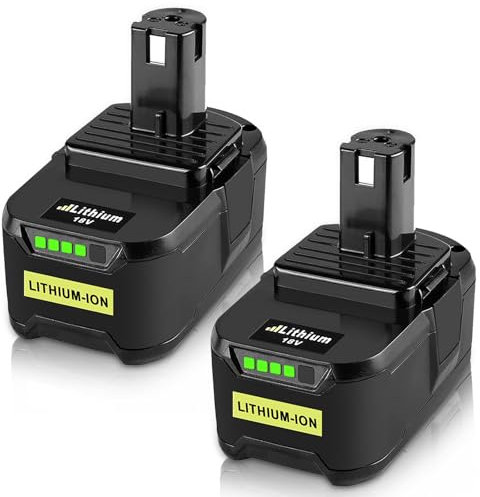 2X Remplacement pour Ryobi 18V Batterie 5.0Ah RB18L50 RB18L40 RB18L25 RB18L15 RB18L13 P108 P107 P122 P104 P105 P102 P103 (Noir Vert)