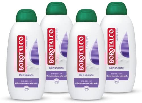 Borotalco - Badeschaum für Körper, Duft Lavendel und Iris - erfrischender Badeschaum, Borotalk-Effekt auf der Haut - Ideal für Damen und Herren - Packung mit 4 Flaschen à 700 ml, 2,8 l
