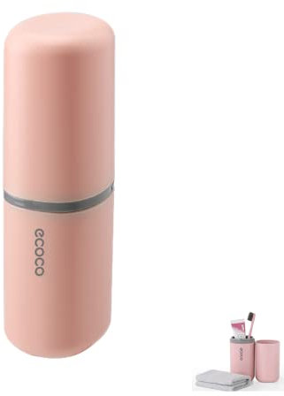 Meiyijia Reise Wasser Becher Set,Zahnbürstenhalter für Zahnbürsten und Zahnpasta,Zahnputzbecher, Geeignet für Camping Reisen, Geschäftsreisen, Rosa