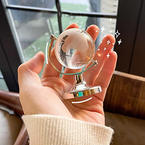 Globe de Cristal Mini Terrestre Rond - Carte du Monde en Boule de Verre - Papiers Décor Artisanat Ornement de Bureau - Parfait pour la Décoration de la Maison