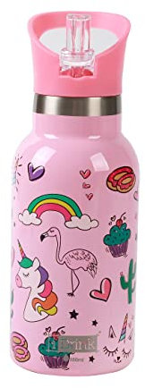 IDRINK® - Bouteille thermique révolutionnaire KIDS, 2 murs, bouteille en acier inoxydable capacité 350 ml KIDS (UNICORN)