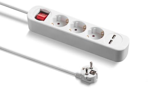 TROTEC Steckdosenleiste PVH3 mit 2 USB-Ladebuchsen | Langes 1,5 m Kabel PVH3: 3-Fach Schutzkontakt-Steckdosenleiste mit 2 USB-Ladeports (Typ A)