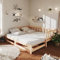 WIFESE Ausziehbares Tagesbett 2X(90x200) cm Massivholz Kiefer Massivholzbett mit 2 Bettschublade Jugendbett Sofabett Schlafsofa mit Lattenrost für Wohnzimmer Praktisch und Komfortabel