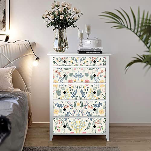 Umtiti 44cm x 600cm Floral Pattern Beige Series Peel und Stick Tapete, Vinyl selbstklebende wasserdichte Tapete für Haus und Büro Dekoration(A5172-6，DE