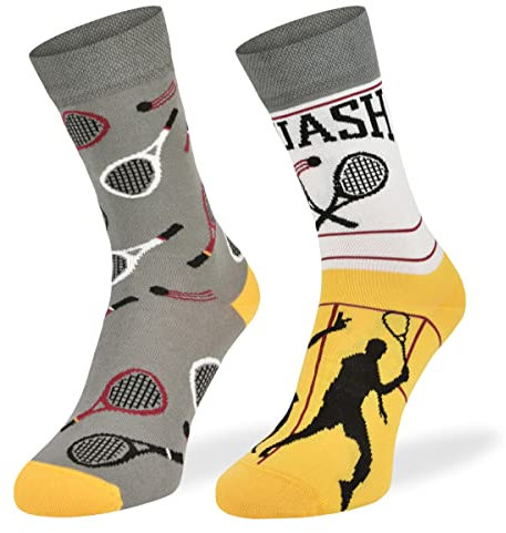 SKIETY Bunte Interessante Socken - Lustige Seltsame Socken - Verrückte Ausgefallene Socken - Skurrile Socken für Erwachsene - Baumwolle - für Frauen Männer - Squash – 43-46