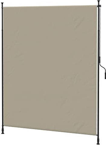 Outsunny Senkrechtmarkise,Vertikalmarkise mit Handkurbel, Wasserfest Sichtschutz, Einziehbares Sonnenschutz UV-beständig, Verstellbare Seitenmarkise, 200 x 215-305 cm für Balkon, Terrasse, Sand