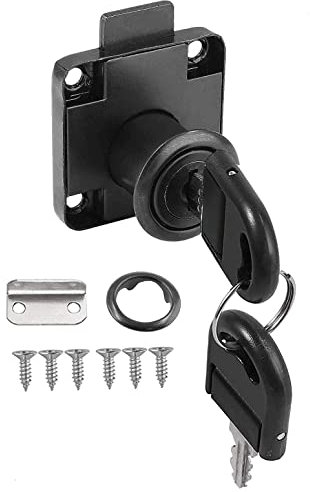 Litensh Cerradura de leva de 22 mm, cerradura de gabinete con llave diferente, cerradura de buzón de correo para muebles, gabinete, buzón, cajón, hogar, oficina, color negro (negro, paquete de 1)