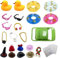 Enten-Dekoration, 2er-Set, gelbe Enten-Dekoration aus Gummi, Armaturenbrett-Dekoration für Autos, Badespielzeug, Kinderspielzeug mit Schwimmring, Hut, Halskette, Brille usw.