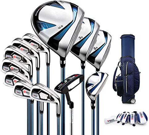 MOLVUS Golf 12-teiliges Herren-Komplettset, Golfschläger-Set, Golf-Standard-Balltasche und Golf-Rechtshänder-Schläger-Einsteiger-Komplettset, Carbonschaft, mit Cart-Tasche