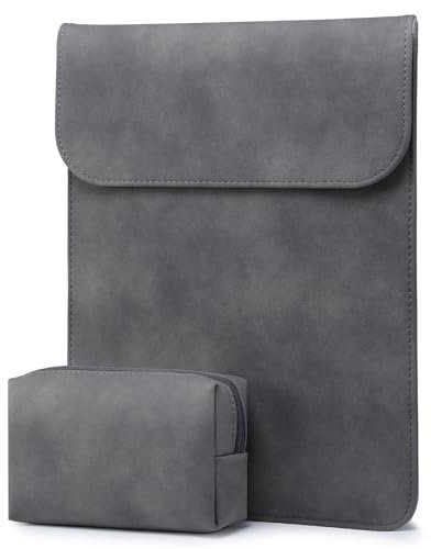 HYZUO 15 Zoll Laptop Sleeve Tasche für MacBook Air 15 M4 A3241 M3 M2 2025-2023, 15 Surface Laptop 7/6/5/4/3, MacBook Pro 15 2019-2016, Kunstlederhülle mit Tragetasche, Weltraum grau