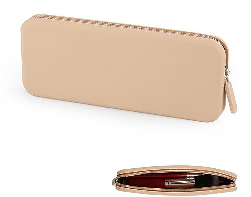 Kosmetiktasche aus Silikon, Waschbar Make up Tasche mit Reißverschluss, Schminktasche Kulturbeutel aus Silikon für Reise, Schönheitsutensilien, Pinsel, Toilettenartikel (Nackte Farbe)