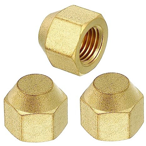PATIKIL Femelle 1/4 Laiton Joint Bouchon, 3 Paquet SAE Flare Tube Raccord 45 Degré Hex Tuyau Raccords pour Climatisateur Réfrigération