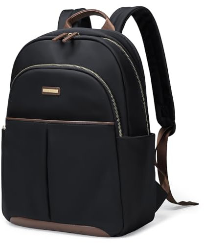 GOLF QUALITY Laptop Rucksack 14 Zoll, Rucksack Damen Groß Notebook Backpack Laptoprucksack mit Laptop Fach 13.3L Computertasche für Damen Lehrer Reisen Arbeit Schulrucksack Schwarz