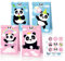 Notwoe® 12 Stück Geschenktüten aus Papier,Personalisierte Aufkleber, Bedruckte Papiertüten mit rosa blauem Panda,Kraftpapier-Mitgebsel Tüten für Geburtstag, Party, Hochzeiten.(blaurosa-12)