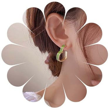 Allereya Vintage Heart Earrings Hollow Heart Earrings Love Heart Dangle Earrings Green Love Heart Earrings Jewellery for Women and Girls, Zinc, No Gemstone