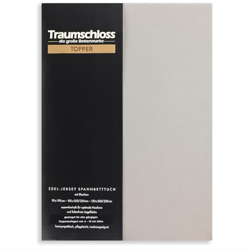 Traumschloss Topper Spannbettlaken Edel-Jersey Mako-Baumwolle Elasthan 4-10 cm Steg 140-160x200-220 Stein