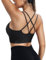 ZAAYO Damen Sport BH mit Gepolstert Nahtlose Bra Cross Back Design Push up BH Sport Bra Top Fitness Lauf Joggen Yoga Schwarz L