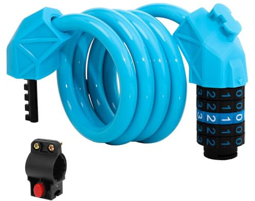 Antivol Velo, Antivols de Vélo pour Enfants, Cadenas Velo Antivol 120cm x 12mm Antivol Trotinette Electrique, Câble Antivol pour E-Bike Scooter Motos Portail Vélo électrique et Poussette (Bleu)