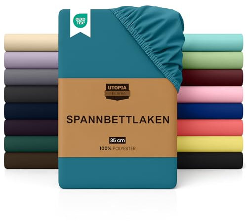 Utopia Bedding - Spannbettlaken 160x200cm - Denim Blau - Gebürstete Polyester-Mikrofaser Spannbetttuch - 35 cm Tiefe Tasche
