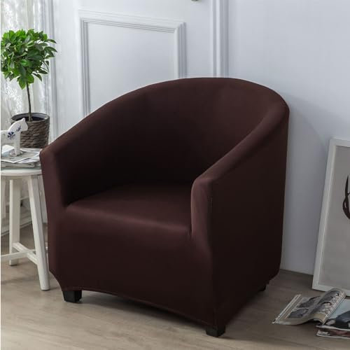 Surwin Sesselbezug Elastische Sesselschoner, Einfarbig Sesselüberwurf Universal Chair Schonbezug Sofabezug für Clubsessel Lounge- & Cocktailsessel (One Size,Kaffee)