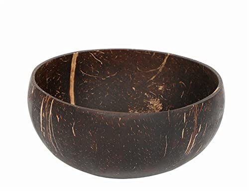 QIAOCEN Cuenco Natural Viejo de cáscara de Coco, vajilla, Cuenco de arroz, Ensalada, Nuez, Cuenco de Madera de Coco, Juego de Cuchara, batido de Cacao, vajilla de cáscara de Coco