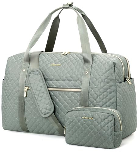 LOVEVOOK Travel Bag for Women, Weekend Overnight Duffle Bags with Cosmetic Bag, Large Waterproof Ladies Holdall for Hospital Maternity, Carry On Flight Womens, Green