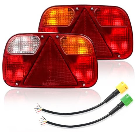 Qiping 2 Pack Rückleuchten Anhänger Satz,12V Pkw Anhänger Beleuchtung Links/Rechts Rücklicht Set mit 2x5 Polig 30CM Bajonett Kabel