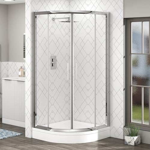 760 x 760 mm Quadrant Shower Enclosure with High Rise Tray Double Sliding Cubicle Door 6mm Safety Tempered Glass