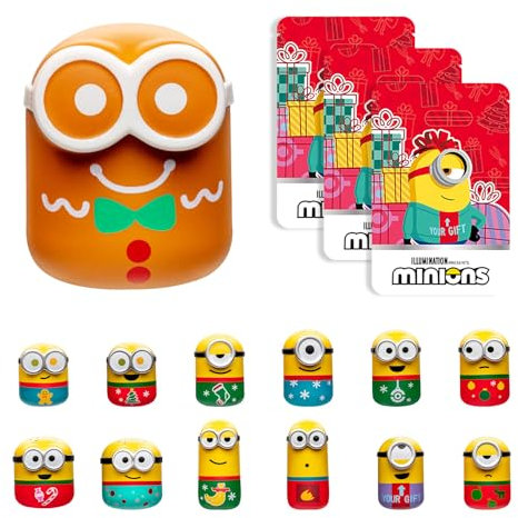 MINIONS Q-Topping Christmas, Mini-Spielzeug, Taschenformat, Höhe ca. 4 cm, stapelbar, Kinderspielzeug, geeignet ab 3 Jahren!