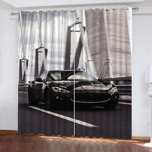 Generisch Kinderzimmer Vorhang Jungen Blickdicht,Gardinen Mit Muster Sportwagen Auto,Verdunkelungsvorhänge Mit Ösen 2Er Pack,Kurze Gardinen Modern Schlafzimmer,140X120Cm(Hxb),A28