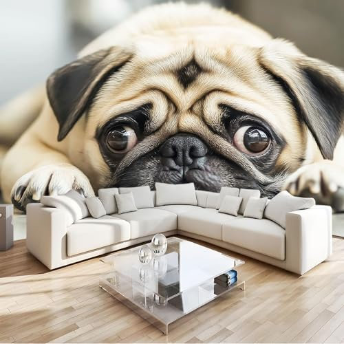 Vlies Fototapete Tier Mops - Foto Tapete Schlafzimmer Wohnzimmer Moderne Vliestapete 200 x 140 cm Wandtapete Motivtapeten Bildtapete 3D Effekt Wand Dekoration