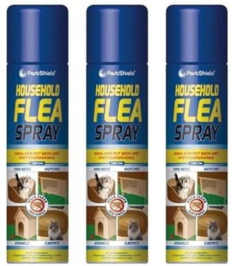 DIOXSTAR Flea Spray Home Animal Kill Fleas Tick Protection, Fast-Acting Solution, Kills & Repel Fleas, Suitable for Cats, Dogs, Puppies & Kitten, Use on Bedding, Carpets, Furniture, (200ml, 3 Pcs)
