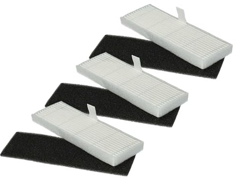 vhbw Filter-Set kompatibel mit Proscenic M7 Pro Saugroboter - 6X Ersatz-Filter (Schaum-Filter, Feinstaubfilter)